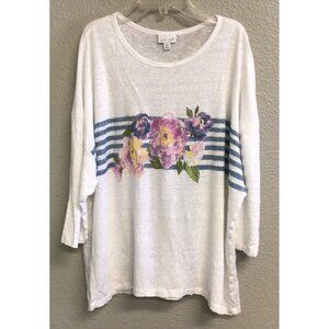 J. Jill Womens Love Linen 3/4 Sleeve Top Shirt Sz 4X 100% Linen Summer